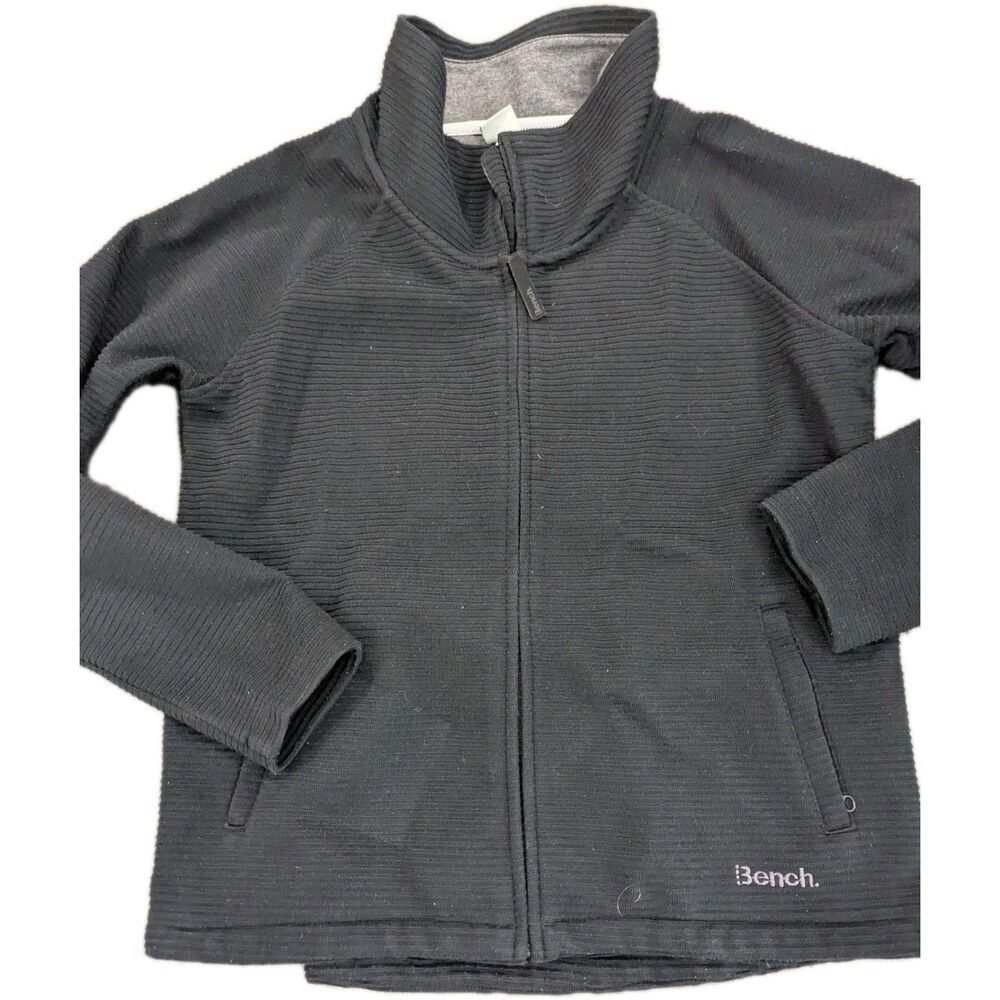 Bench‎ Urbanwear Jacket Full Zip Mens L Black Performance Wicking Stretch Logo